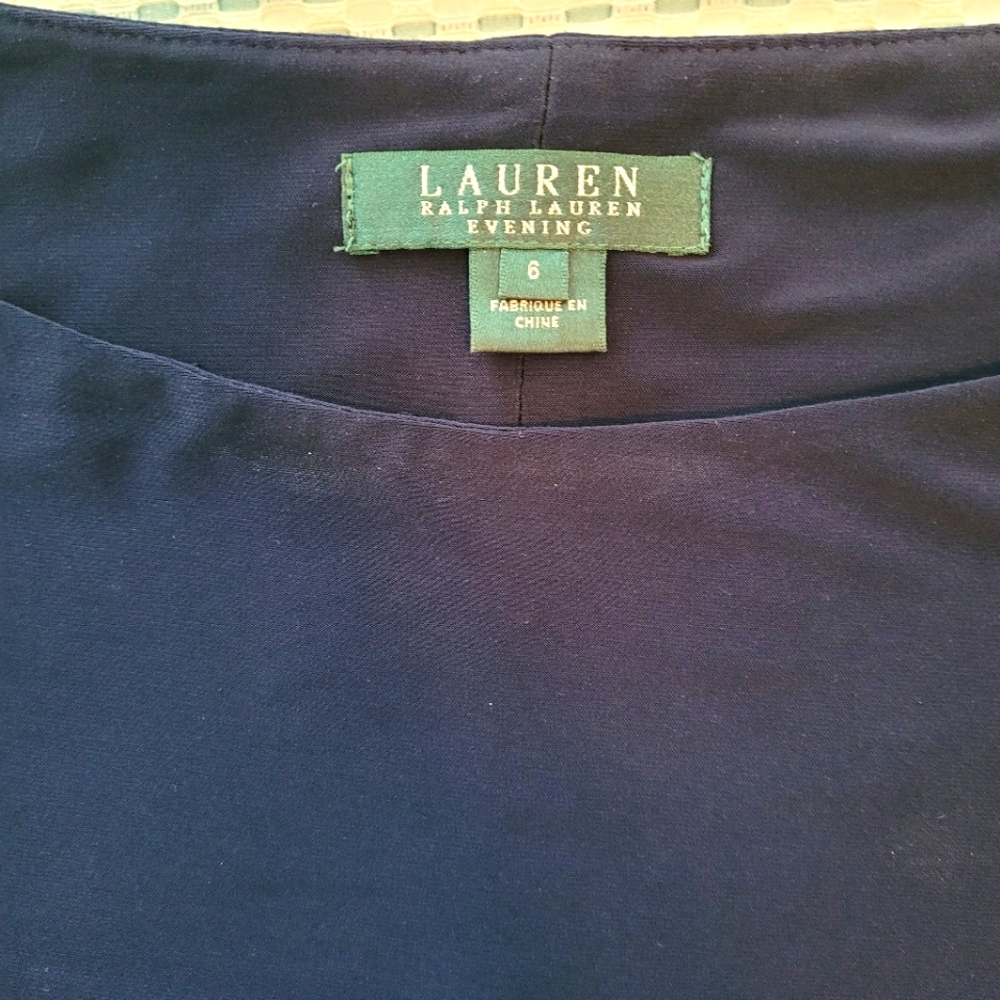 Ralph Lauren Navy Blue formal with beading, off shoulder evening gown, size 6